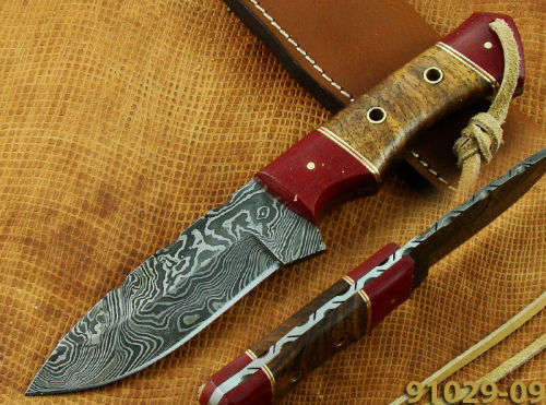 HANDMADE DAMASCUS STEEL HUNTING KNIFE FULL TANG