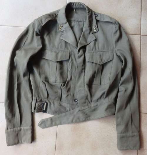 SA ARMY BUNNY JACKET SIZE MEDIUM-MEASURES 50CM ARMPIT TO ARMPIT-LABELLED & DATE 1965-SMALL HOLES