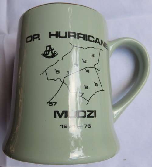 RHODESIAN WILLSGROVE WARE POTTERY MUG-GREEN WITH GILDED RIM