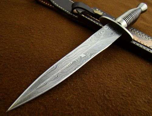 ALISTAR HANDMADE DAMASCUS STEEL BRITISH COMMANDO BLACK CHROME PLATED