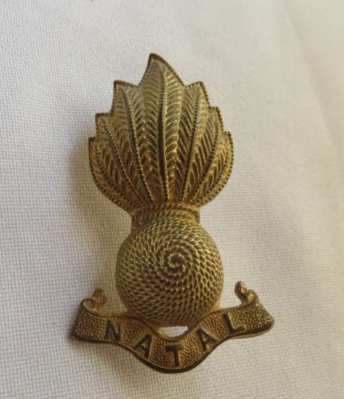 NATAL FIELD ARTILLERY BRASS COLLAR BADGE-WORN 1902-1939 & 1946-1960- 2 PINS