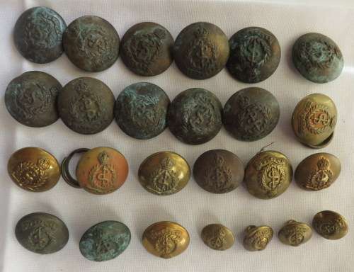 SA MEDICAL CORPS BRASS TUNIC BUTTONS WORN FROM 1923- 25 SOLD TOGETHER-JUST NEED SOME CLEANING