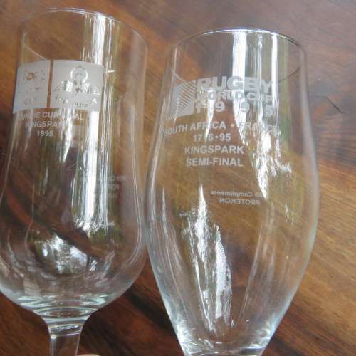 1995 KINGSPARK WORLD CUP SEMI FINAL & 1995 KINGSPARK CURRY CUP FINAL GLASSES-GOOD CONDITION