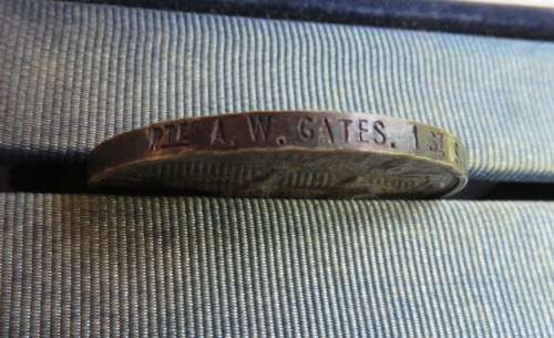 MEDAL PAIR NAMED TO PTE. A.W. GATES-1ST & 7TH SA INFANTRY WITH WOUND BADGE-WOUNDED & CONFIRMED ON RO