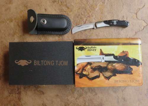 AWB BILTONG KNIFE ENGRAVED & GIVEN TO GENERALS IN THE AWB BY EUGENE TERBLANCHE-OVERALL LENGTH 150 MM