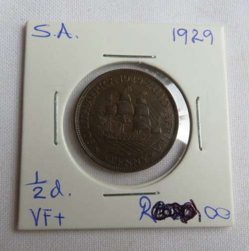 SA UNION 1929 HALF PENNY VF+
