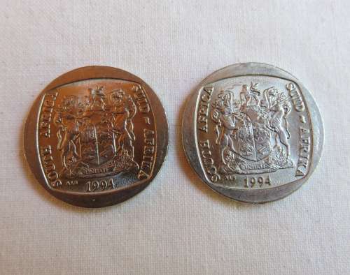 1994 PRESIDENTIAL INAUGURATION R5 COINS-TWO SOLD TOGETHER