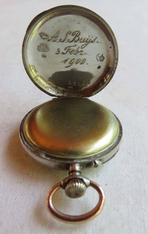 SILVER LADIES POCKET WATCH-WINDING BUT NEEDS SERVICE-WEIGHT 18.5G-DIAMETER 28MM