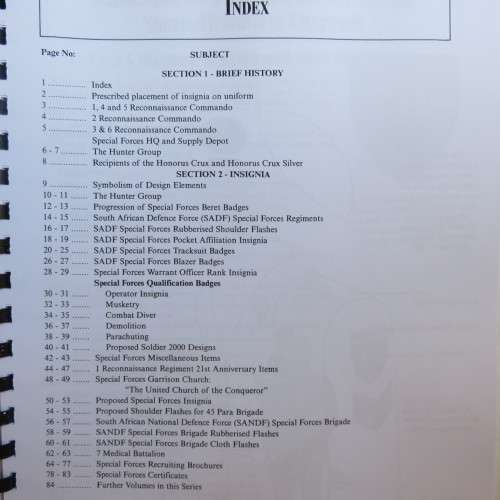 BADGE & INSIGNIA-SADF & SANDF SPECIAL FORCES-A FACSIMILE COPY 86 PAGES