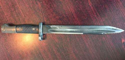 ISRAELI MAUSER M 84/98S BAYONET WITH METAL SCABBARD-VERY SCARCE-OVERALL LENGTH 37,7CM-THE BAYONET WA