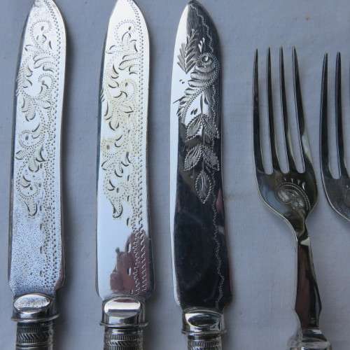 FISH KNIFE & FORK SET OF 3 MOTHER OF PEARL & EPNS -GOOD CONDITION