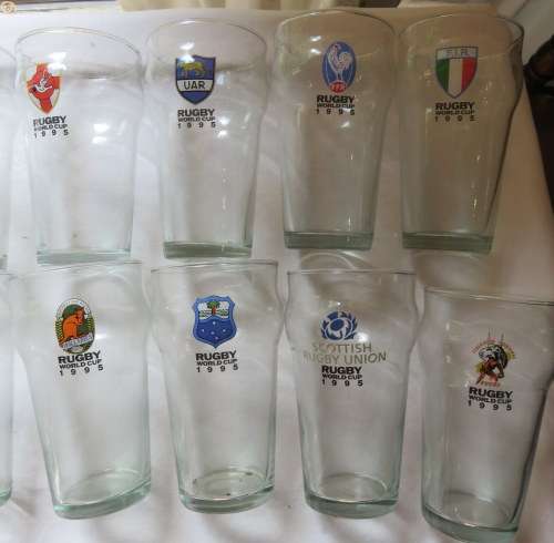 1995 WORLD CUP SET OF GLASSES-16 IN TOTAL-HEIGHT OF THE GLASSES 14 CM-TOP DIAMETER 7,8 CM