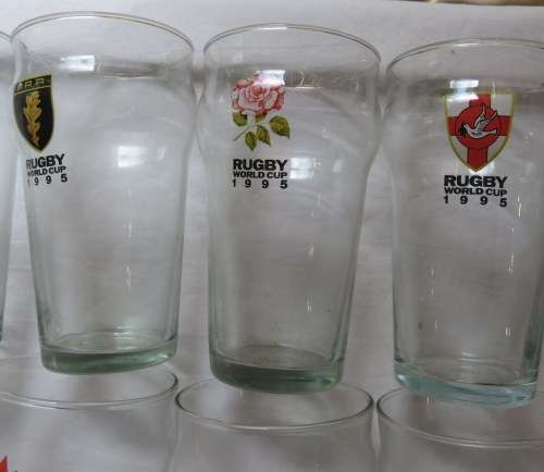 1995 WORLD CUP SET OF GLASSES-16 IN TOTAL-HEIGHT OF THE GLASSES 14 CM-TOP DIAMETER 7,8 CM