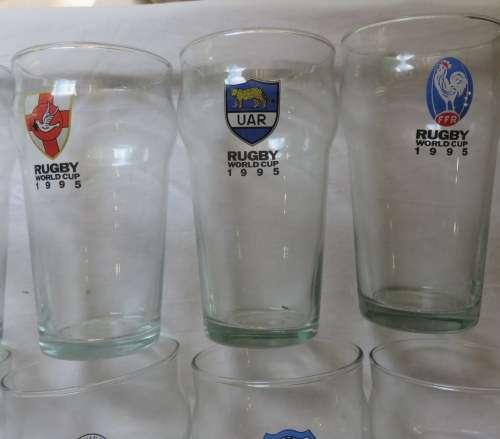 1995 WORLD CUP SET OF GLASSES-16 IN TOTAL-HEIGHT OF THE GLASSES 14 CM-TOP DIAMETER 7,8 CM