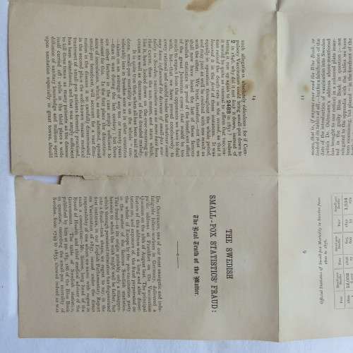 SWEDISH SMALL-POX  STATISTICS-THE REAL TRUTH OF THE MATTER-REPRINT FROM THE NATIONAL ANTI-COMPULSORY