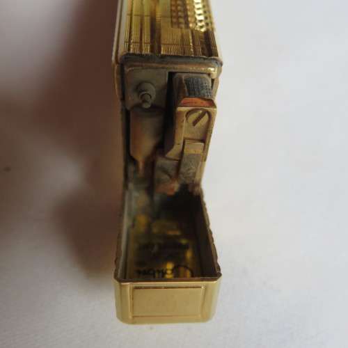 COLIBRI OF LONDON LIGHTER GOLD STRIPED PATTERN-NEEDS SERVICE-COMPLETE-GOOD CONDITION