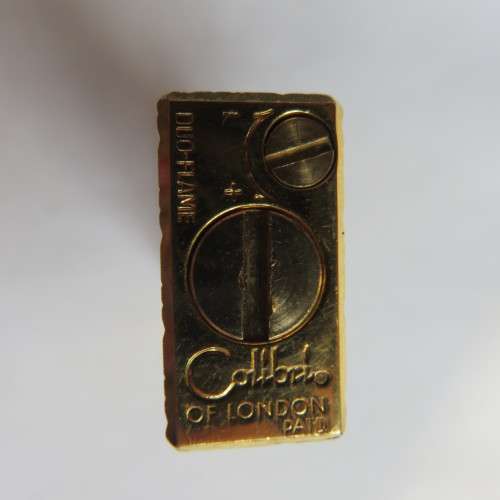 COLIBRI OF LONDON LIGHTER GOLD STRIPED PATTERN-NEEDS SERVICE-COMPLETE-GOOD CONDITION