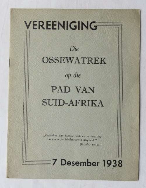 DIE OSSEWATREK 7 DEC 1938 PROGRAM-10 PAGES-GOOD CONDITION