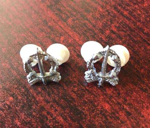 SACMP MESS DRESS COLLAR BADGE PAIR-WORN FROM 1970'S-PINS INTACT