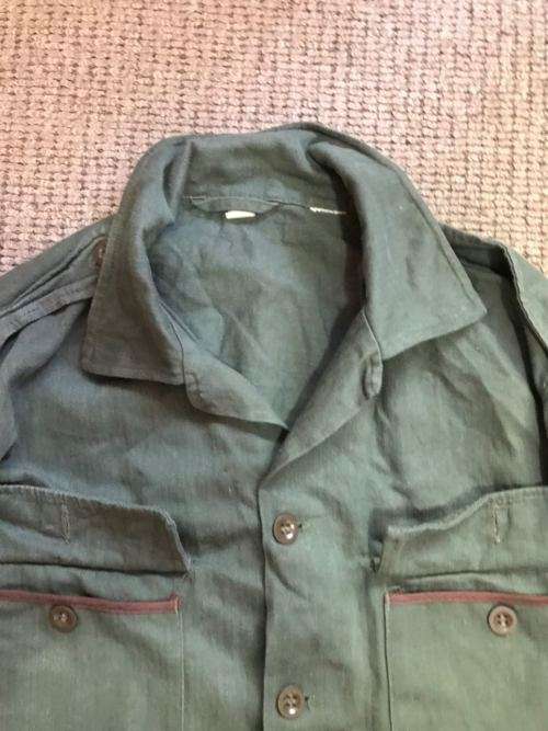 ORIGINAL RECCE TRAINING GREENS-LONG SLEEVE SHIRT-SIZE LARGE-MEASURES 60CM ARMPIT TO ARMPIT-USED BUT