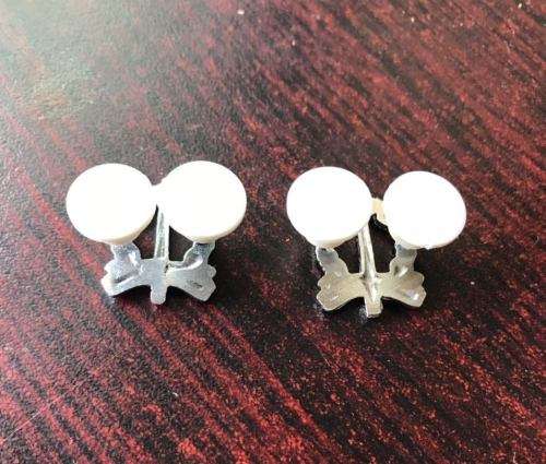 SA CORPS OF MILITARY POLICE CHROMED MESS DRESS COLLAR BADGE PAIR-WORN 1976 UNTIL ABOUT 2001-PINS INT