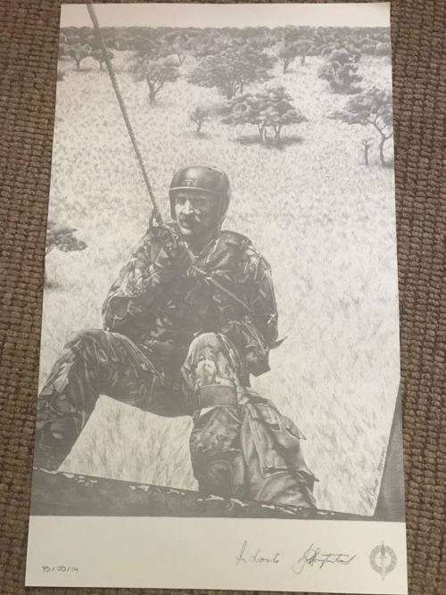 SA RECCE REGT. PENCIL SKETCH BY L. GREWAR STEENKAMP-SIGNED BY MAJ. GEN F.W. LOOTS & COL. JAN BREYTEN