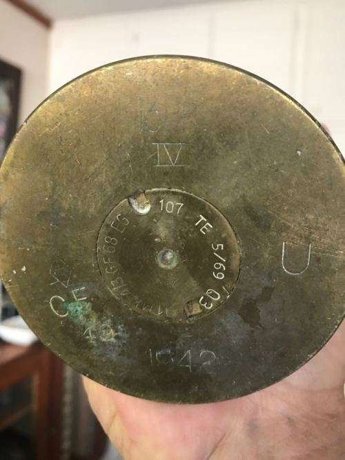 WW2 SPENT 75MM SHELL-DATED 1942-HEIGHT 31CM