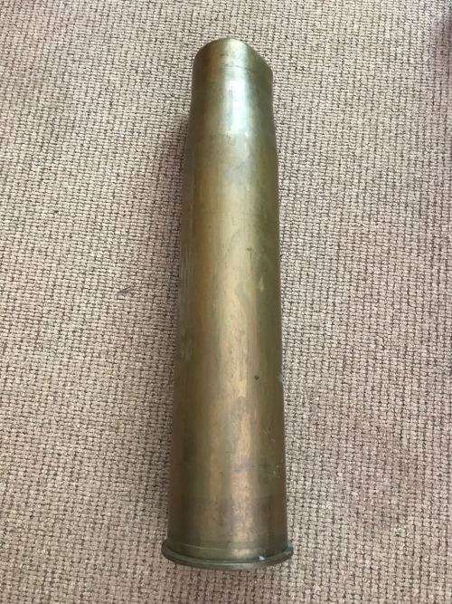 LARGE NAVAL 105MM SHELL-HEIGHT 62CM-DIAMETER AT THE BASE 14,5CM-DIAMETER AT THE TOP 114MM