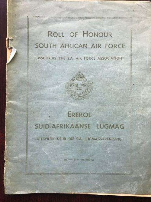 ROLL OF HONOUR SOUTH AFRICAN AIR FORCE-31 MAY 1950- 36 PAGES