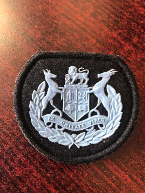 SAAF SERGEANT MAJOR CLASS 1 RANK BADGE- EMBROIDERED- 2 PINS-1980`S-2002