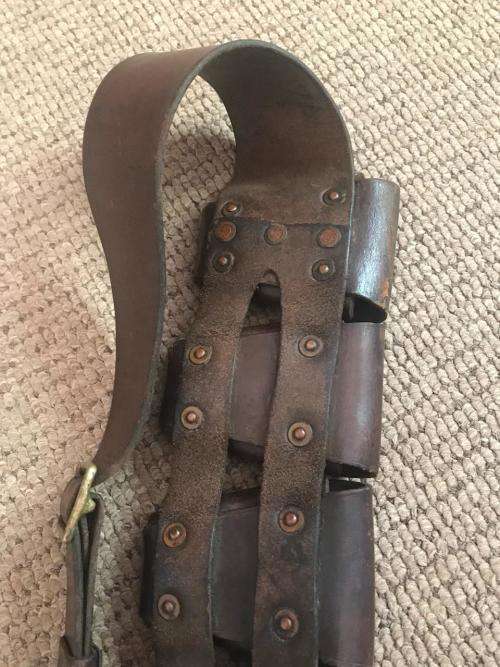 DATED 1943 .303 PATTERN BANDOLIER-MAKERS MARKINGS CAPE TOWN 5 POUCH-GOOD CONDITION