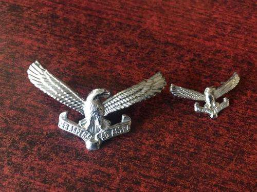 SAAF CHROME CAP & COLLAR BADGE-WORN FROM 1959- LUGS + PINS INTACT