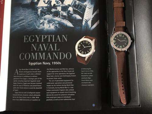 REPLICA OF EGYPTIAN NAVAL COMMANDO WATCH WITH 15 PAGE MAGAZINE HISTORY ON IT