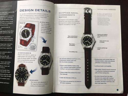 REPLICA OF EGYPTIAN NAVAL COMMANDO WATCH WITH 15 PAGE MAGAZINE HISTORY ON IT