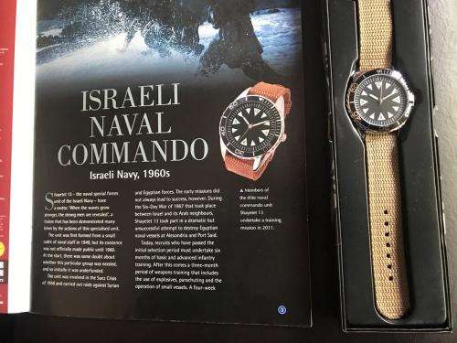 REPLICA OF THE ISRAELI NAVAL COMMANDOS WATCH -1960'S-COMES WITH 15 PAGE BOOKLET ON THE HISTORY BEHIN