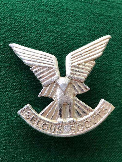 RHODESIA SELOUS SCOUTS ANODISED CAP BADGE-ORIGINAL- 2 LUGS- WORN 1974-1980