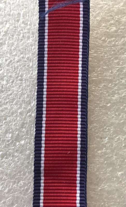 MINIATURE JOHN CHARD MEDAL RIBBON (1952) 20 CM LENGTH