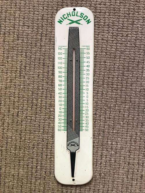 VINTAGE ENAMEL NICHOLSON BAROMETER -MEASURES 38X8,5 CM-WORKING CONDITION