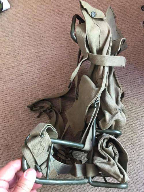 COMPLETE A53/B57 RADIO CARRY BAG WITH STEEL FRAME IN VERY GOOD & COMPLETE CONDITION-FRAME MEASURES 4