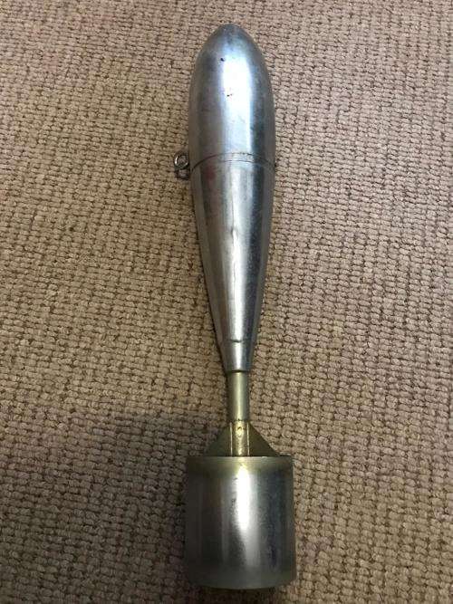 INERT WW2 MORTAR BOMB 75 MM-TOTAL LENGTH 45CM-NO MARKINGS