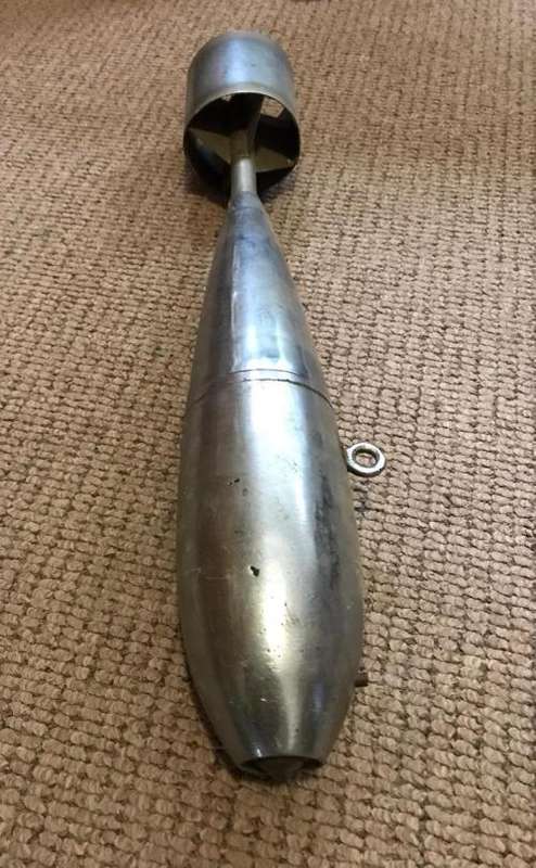 INERT WW2 MORTAR BOMB 75 MM-TOTAL LENGTH 45CM-NO MARKINGS