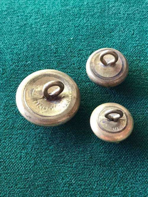 SAAF BRASS TUNIC BUTTONS 2X QUEENS CROWN- 1X KINGS CROWN