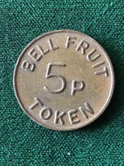 5 PENCE -BELL FRUIT TOKEN- BRASS-DIAMETER 22,92 MM