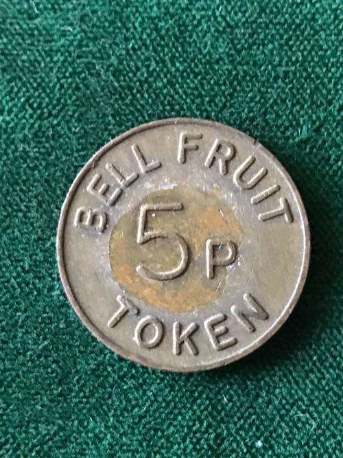 5 PENCE -BELL FRUIT TOKEN- BRASS-DIAMETER 22,92 MM