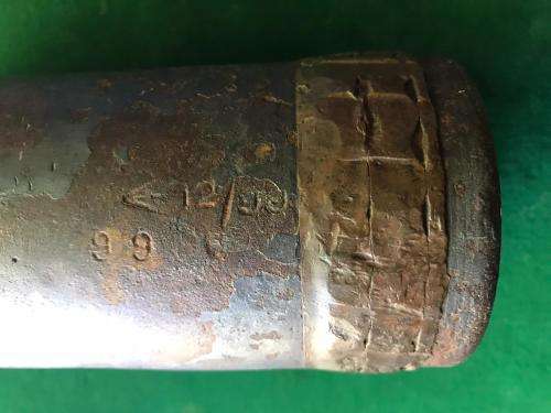 BOER WAR 15 POUNDER ARTILLERY,SHRAPNEL CASING,MARKED & DATED 1899-ALSO WITH MAKERS MARKINGS ON THE
