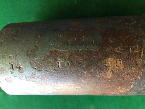 BOER WAR 15 POUNDER ARTILLERY,SHRAPNEL CASING,MARKED & DATED 1899-ALSO WITH MAKERS MARKINGS ON THE
