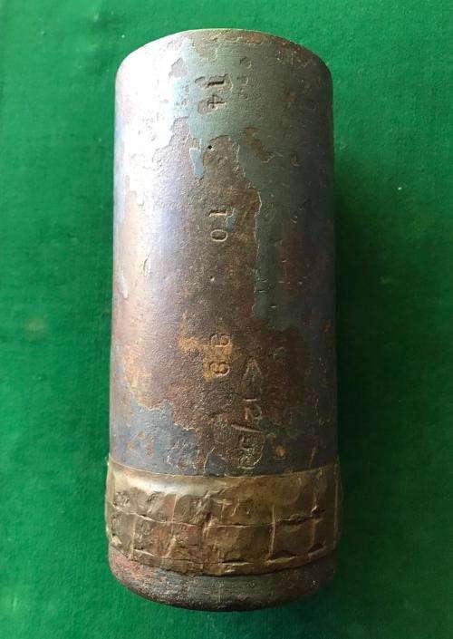 BOER WAR 15 POUNDER ARTILLERY,SHRAPNEL CASING,MARKED & DATED 1899-ALSO WITH MAKERS MARKINGS ON THE