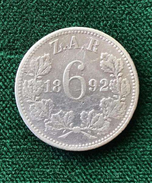 1892 ZAR SILVER SIX PENCE
