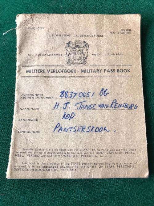 SSDF PERIOD MILITARY PASS BOOK