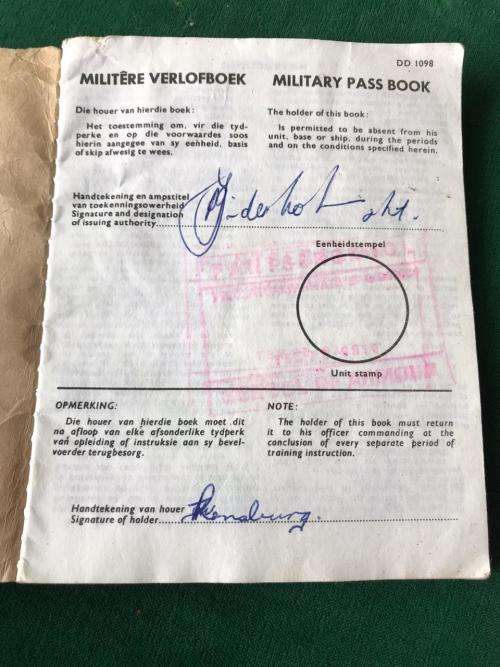 SSDF PERIOD MILITARY PASS BOOK